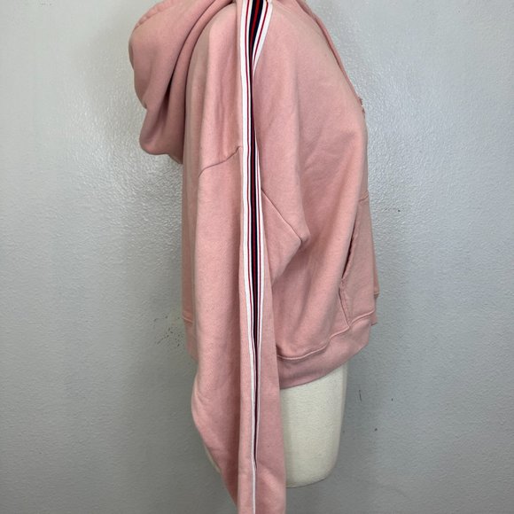 Aritzia tna Camille White Cap Pink Side Stripe Cropped Hoodie Size M - Picture 7 of 10